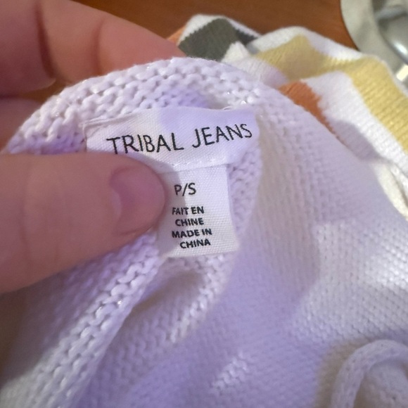 Striped Knit Tank Top in Cream, Orange, and Green - Picture 4 of 4